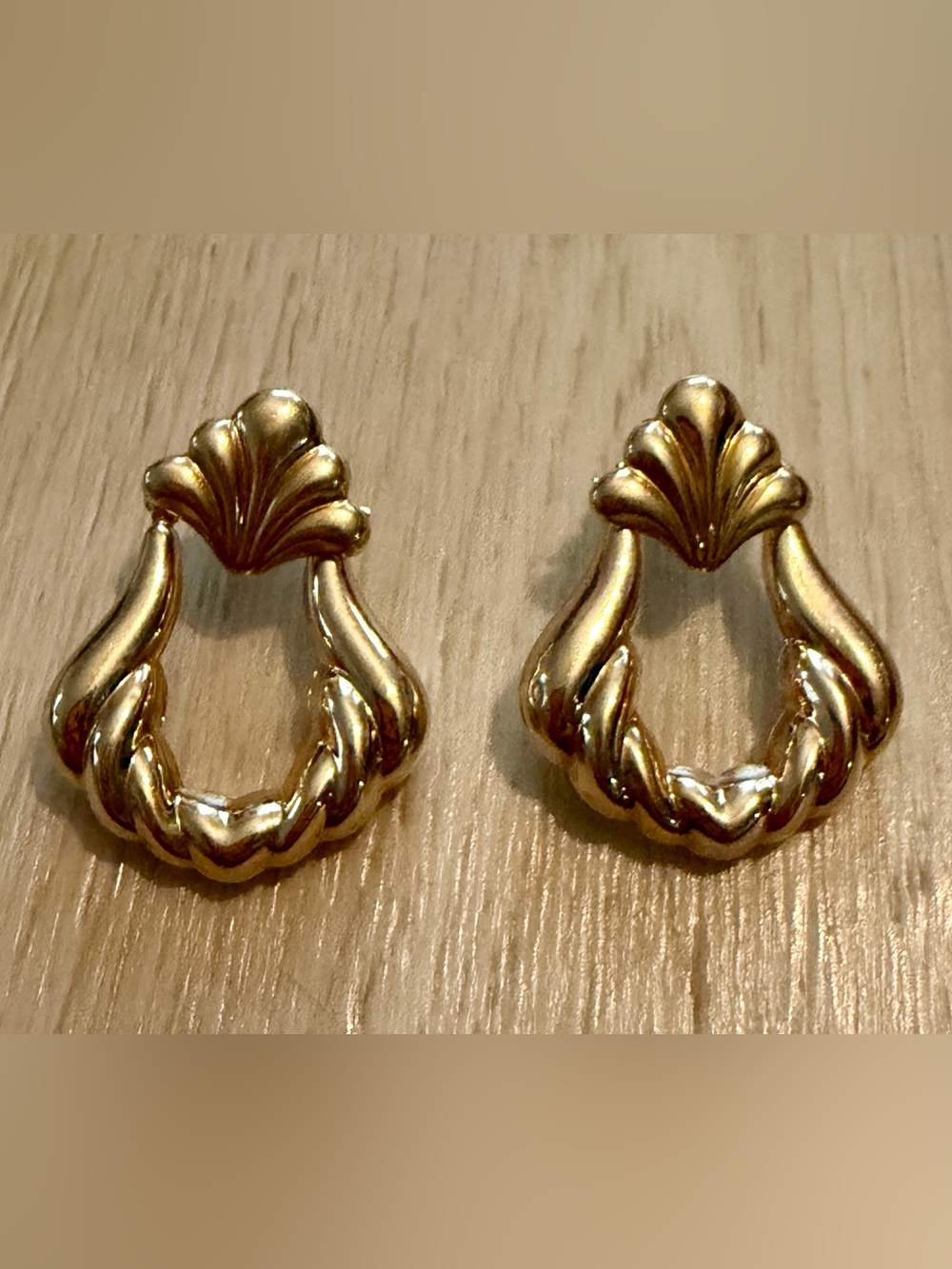 Vintage 14k Door Knocker Dangle / Stud 2 in 1 Earrings 3.13g